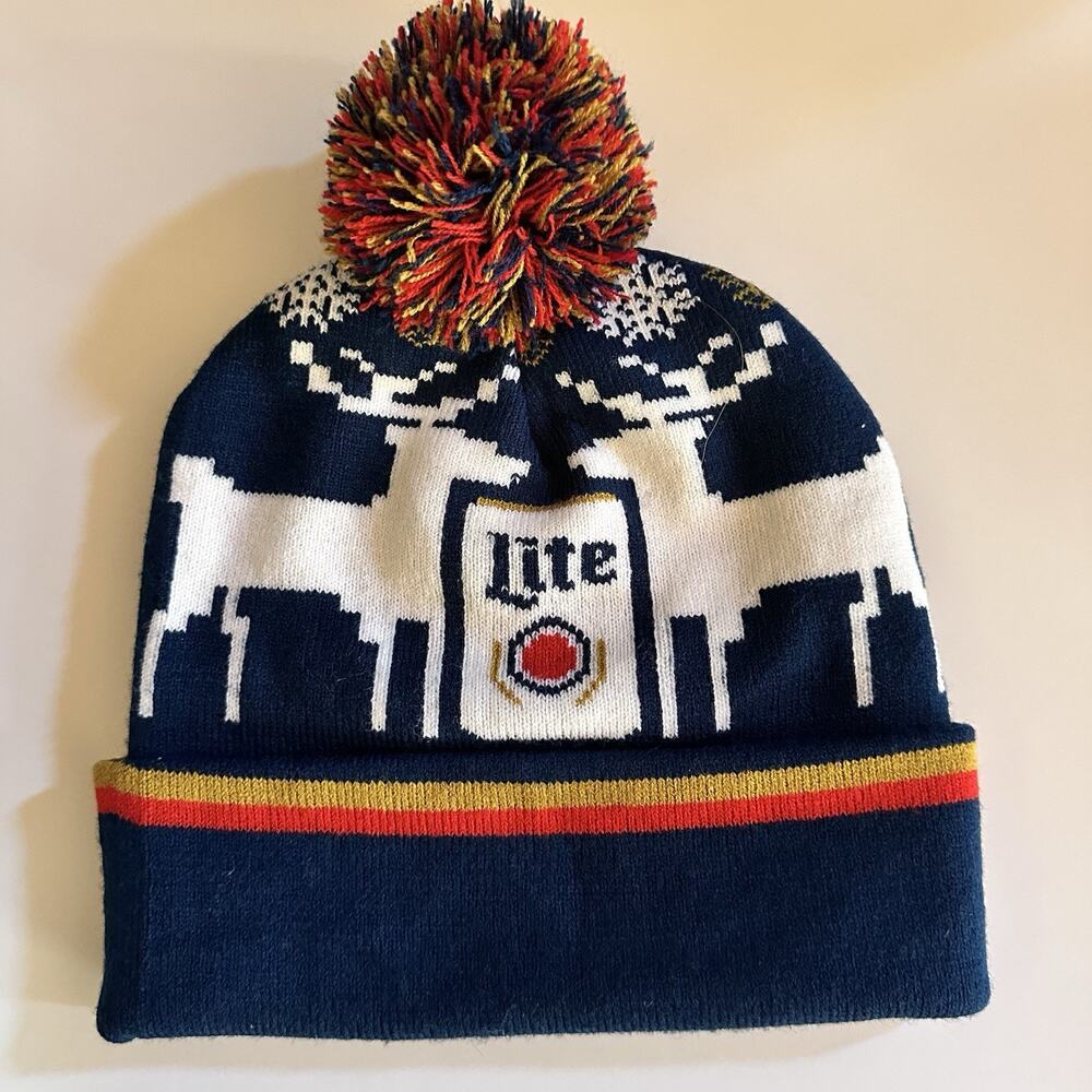 Miller Lite Beanie with Pom pom unisex Acrylic